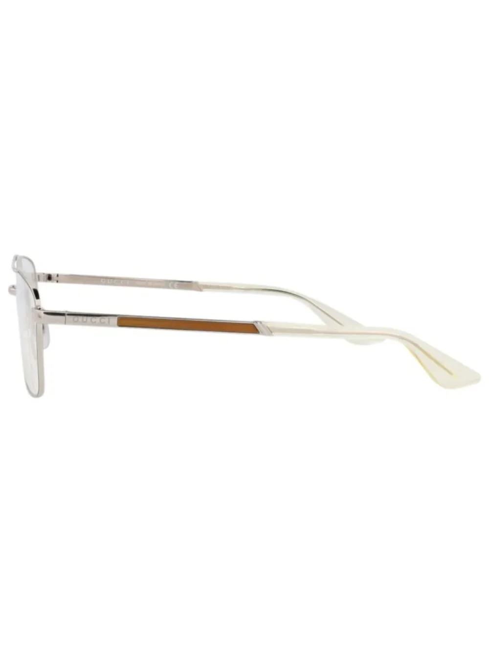 New Gucci Women's Eyeglasses Aviator Metal Frame Mens Silver Silver Transparent